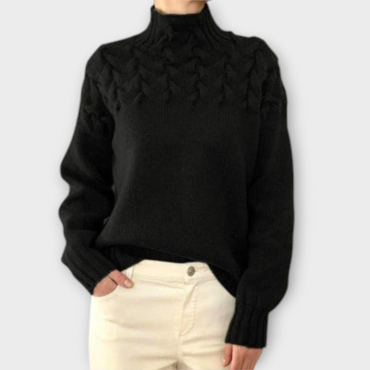 Eva - Women's Jumper with Cable Knit Details