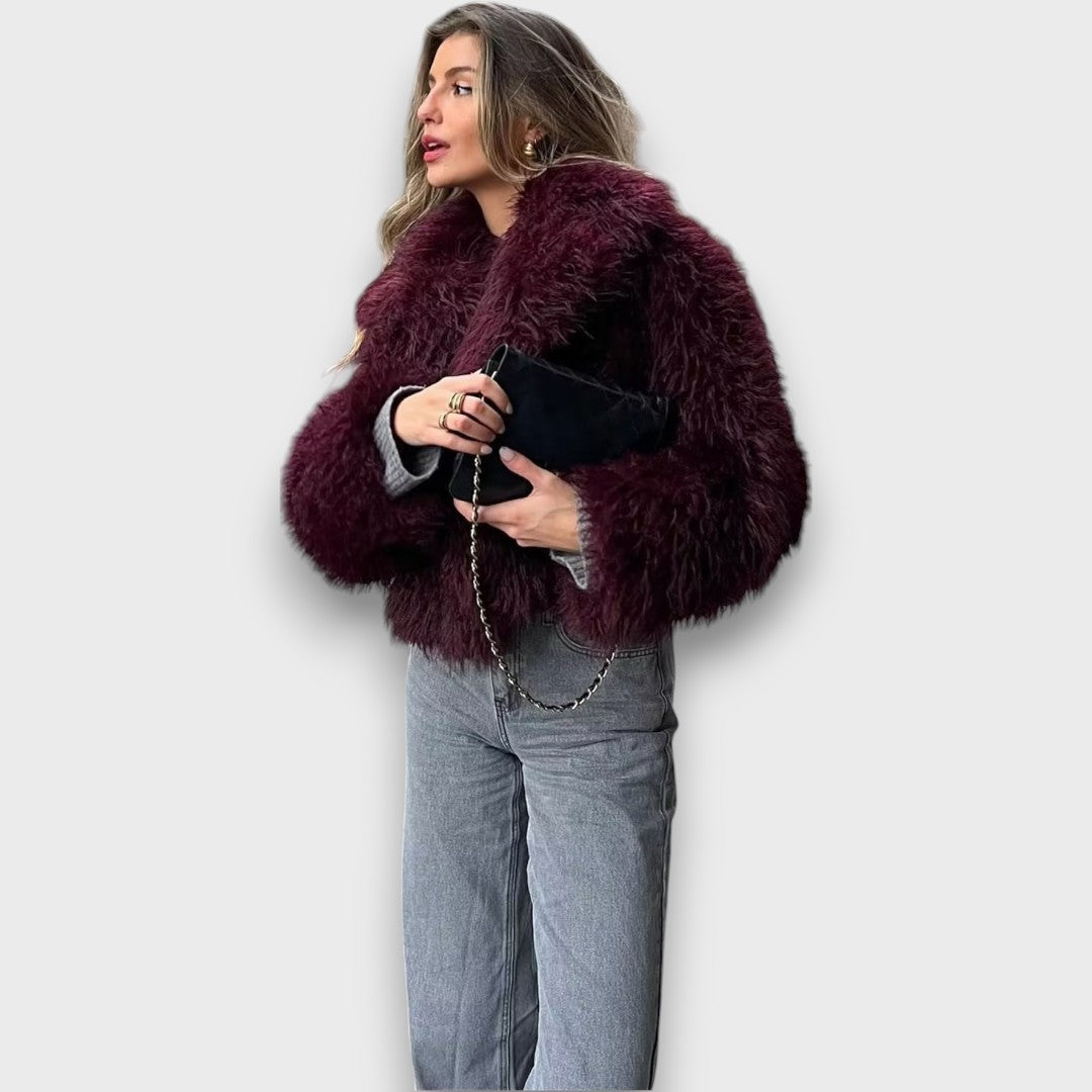 Mile – Luxury Eco-Fur Coat in a Deep Bordeaux
