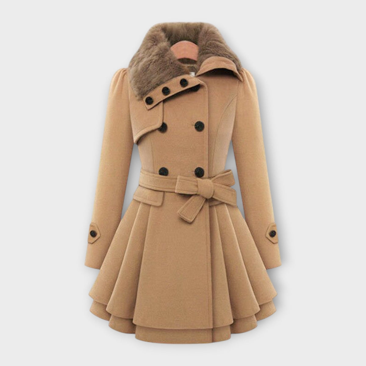 Emma - Elegant Coat with Synthetic Fur Collar