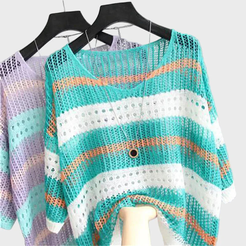 Lightweight knitted top with openings