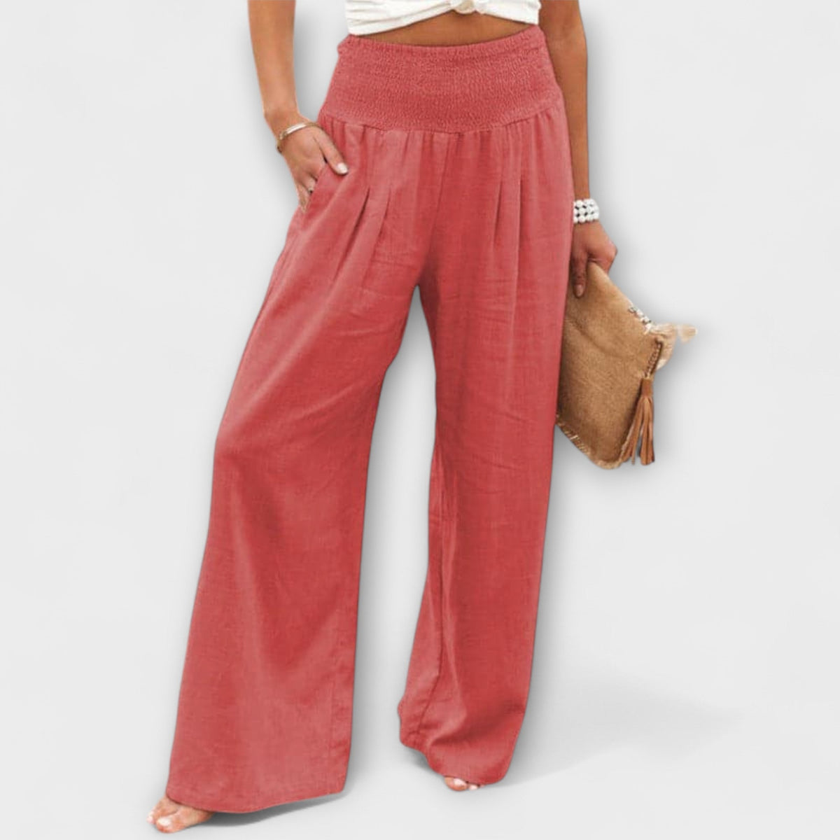 Thearya - Casual Wide-Leg Linen Trousers